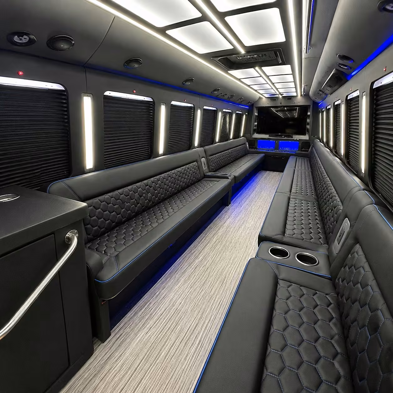 28 passenger party bus inside