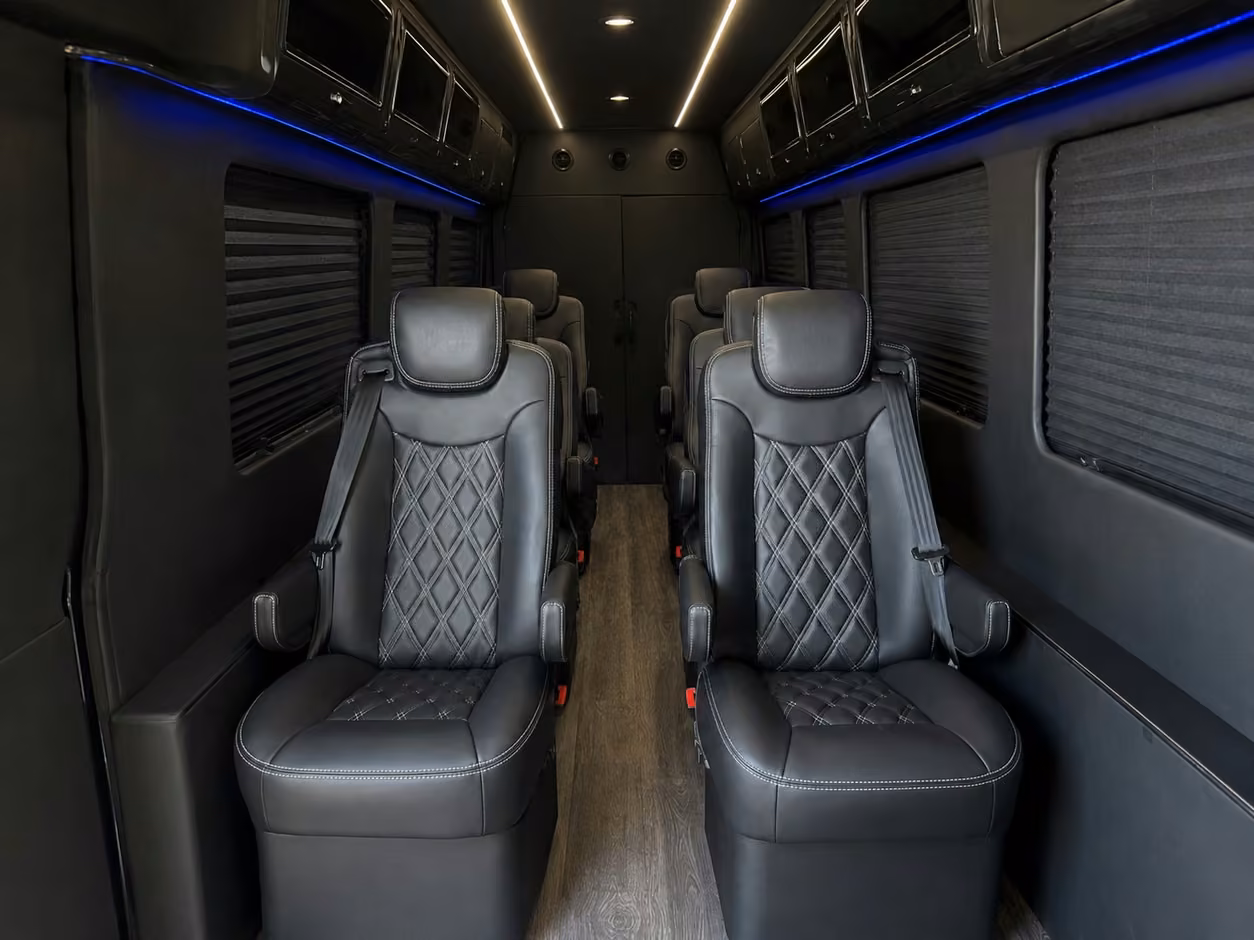 sprinter van rental with driver inside